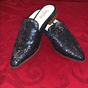 Black Sequins Slip Ons